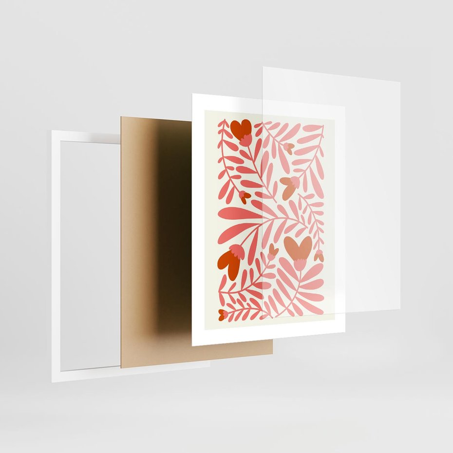 Plakat w ramie 40x50 - Taniec komplementarnych barw - kwiaty, pastelowe kolory - rama biała