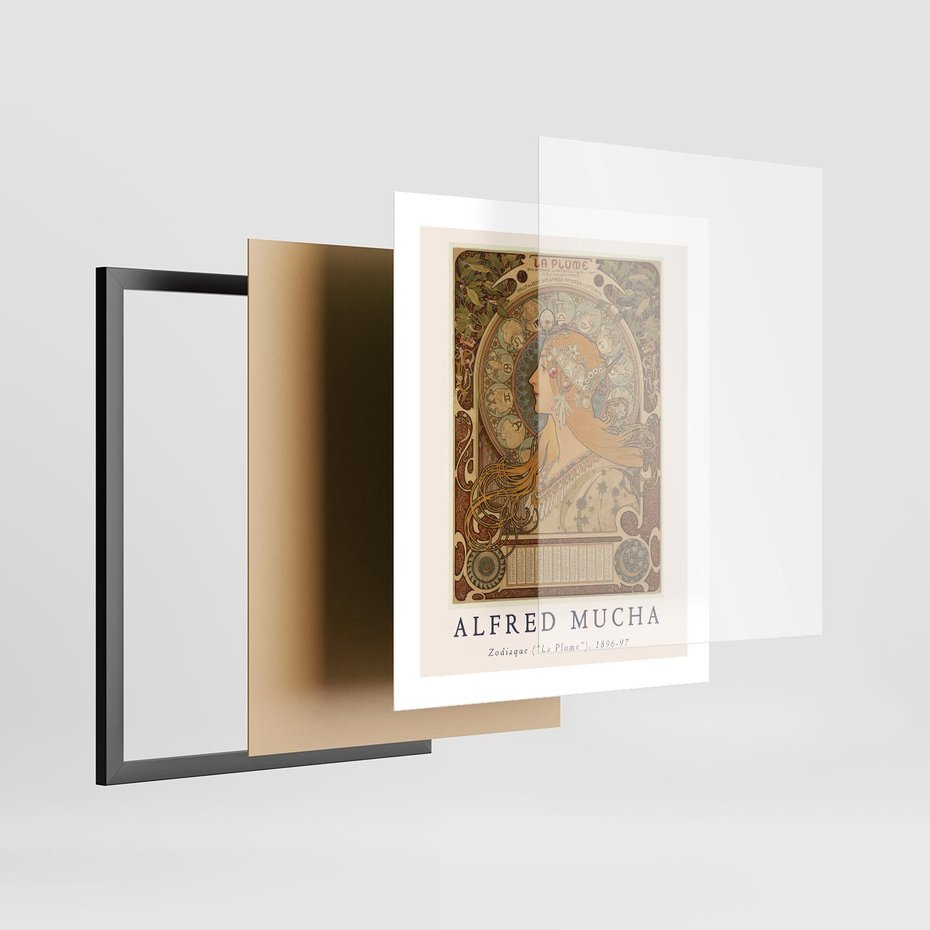 Plakat w ramie 40x50 - Mucha: Reprodukcja i Typografia na Plakacie - reprodukcja, alfons mucha - rama czarna