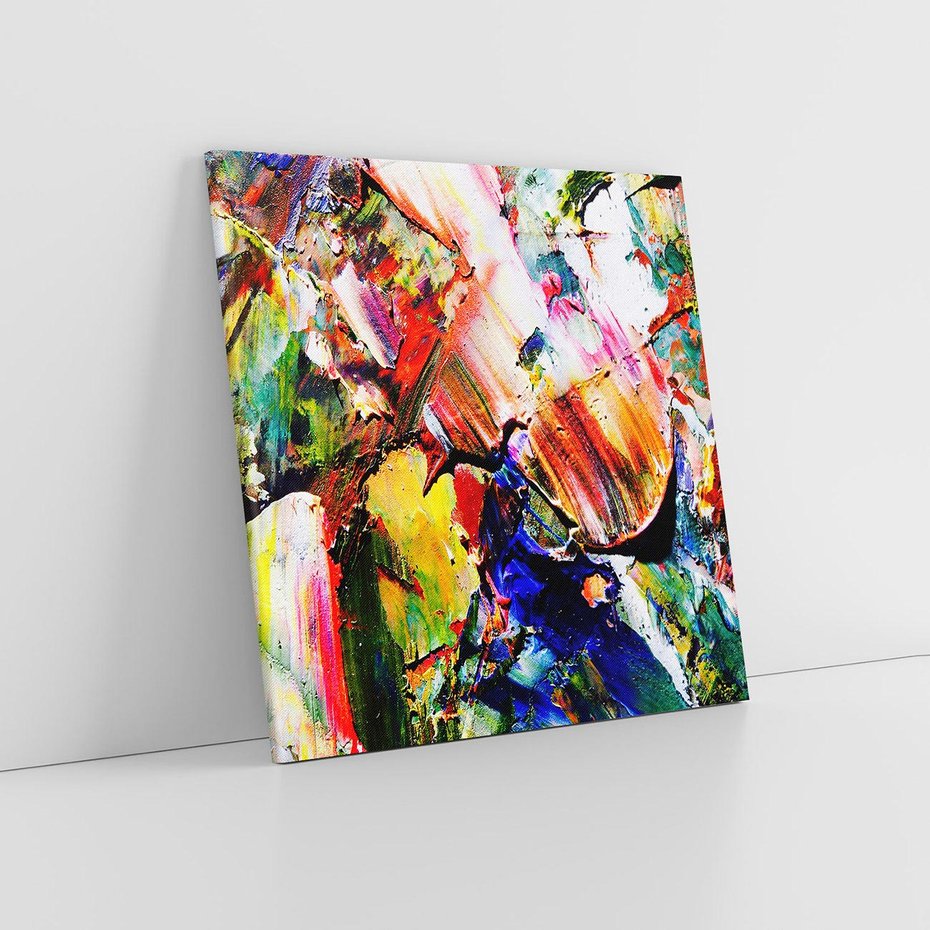 Obraz na płótnie 40x40 - Szalejące ognie kolorów - abstrakcja, farby olejne