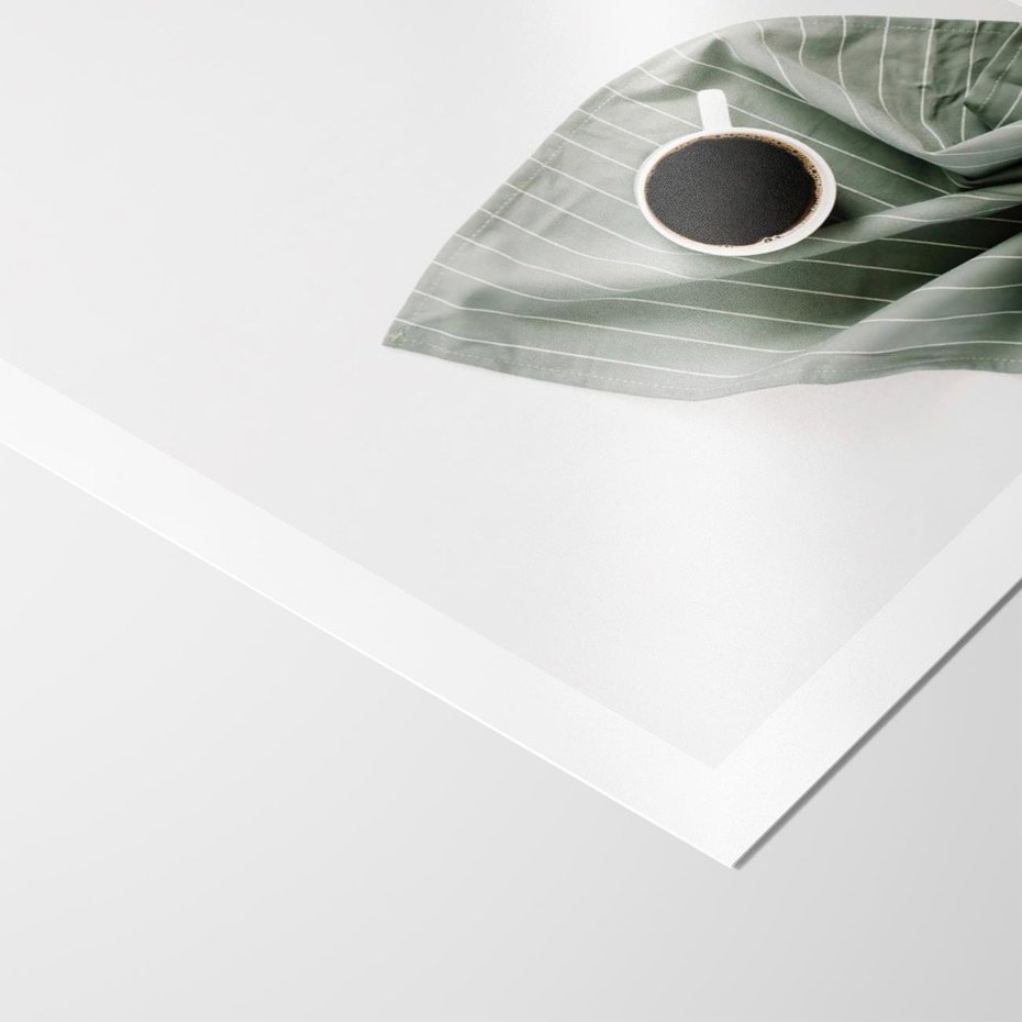Plakat bez ramy 21x30 - Poranek z Kawą - kawa, biała filiżanka