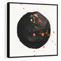 Obraz w ramie 50x50 - Wnętrza Marzeń - abstrakcyjna czarna plama, rozsiane pomarańczowe kropki - rama czarna