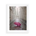 Plakat w ramie 50x70 - Francuska elegancja pod parasolem - Francja, parasol - rama biała