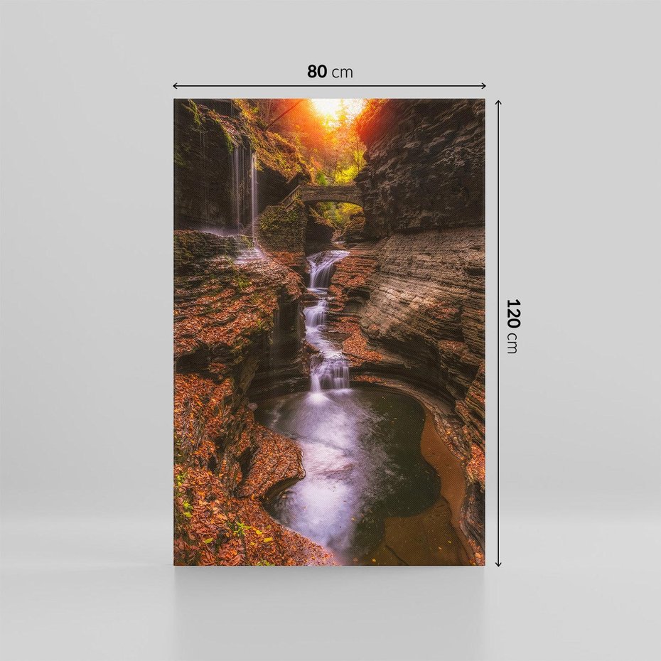 Obraz na płótnie 80x120 - Barwna Harmonia - strumień, las