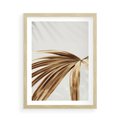 Plakat w ramie 50x70 - Egzotyczny Blask - złote, liście - rama drewno
