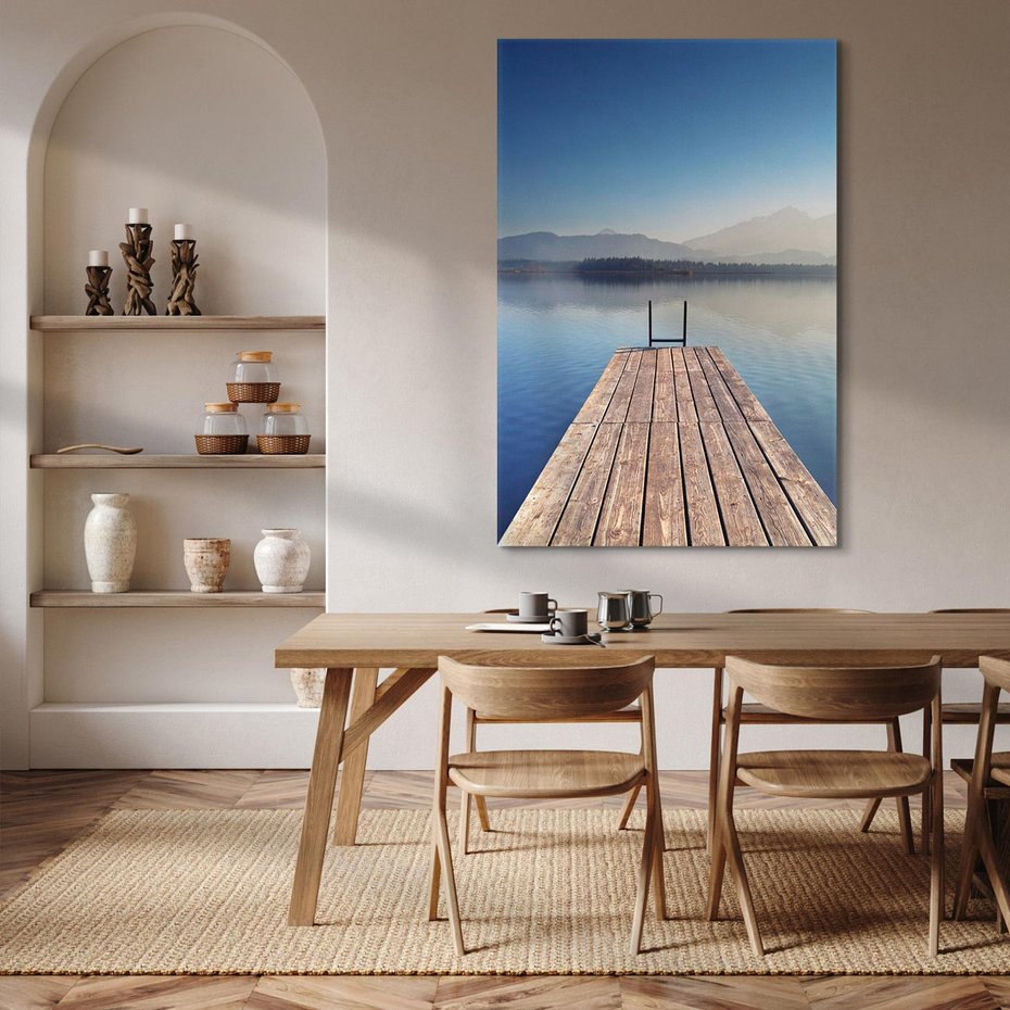 Obraz na płótnie 70x100 - Alpy: jezioro i malownicze molo - Alpy, jezioro