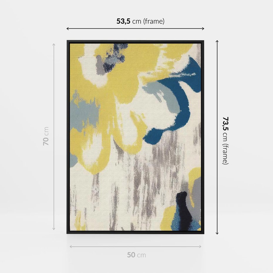 Obraz w ramie 50x70 - Kwiatowe Impresje - malowane duże kwiaty, kolory żółty - rama czarna