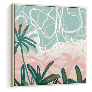 Obraz w ramie 80x80 - Rajski Stan - pastelowy krajobraz, nowoczesny plakat - rama drewno