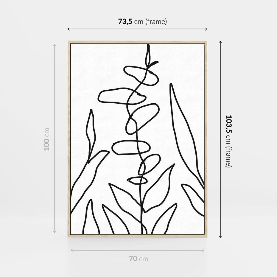 Obraz w ramie 70x100 - Liście Mocy - mroczna sztuka, minimalizm - rama drewno