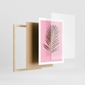 Plakat w ramie 50x70 - Promienie złotej palmy - złota, palma - rama drewno