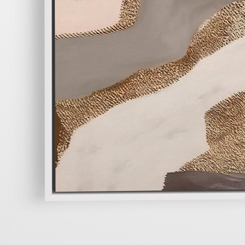 Obraz w ramie 80x80 - Płynne Fale - abstrakcja, neutralne kolory - rama biała