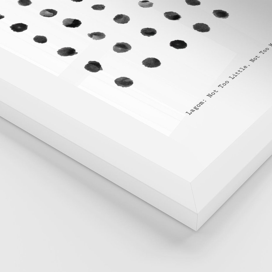 Plakat w ramie 30x40 - Boho Sztuka Wolości - minimalistyczny plakat, czarne kropki na białymtle - rama biała