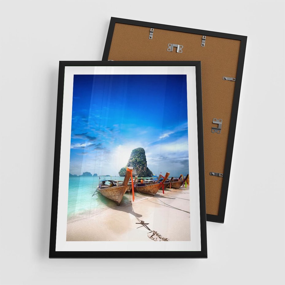 Plakat w ramie 50x70 - Morze na Łodzi - morze, łódź - rama czarna