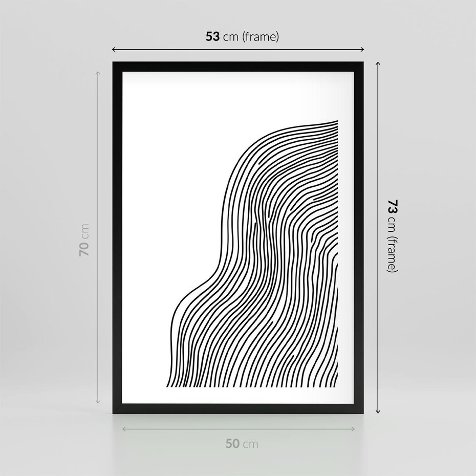 Plakat w ramie 50x70 - Refrakcje Przestrzeni - mnimalistyczna forma, czarne linie - rama czarna