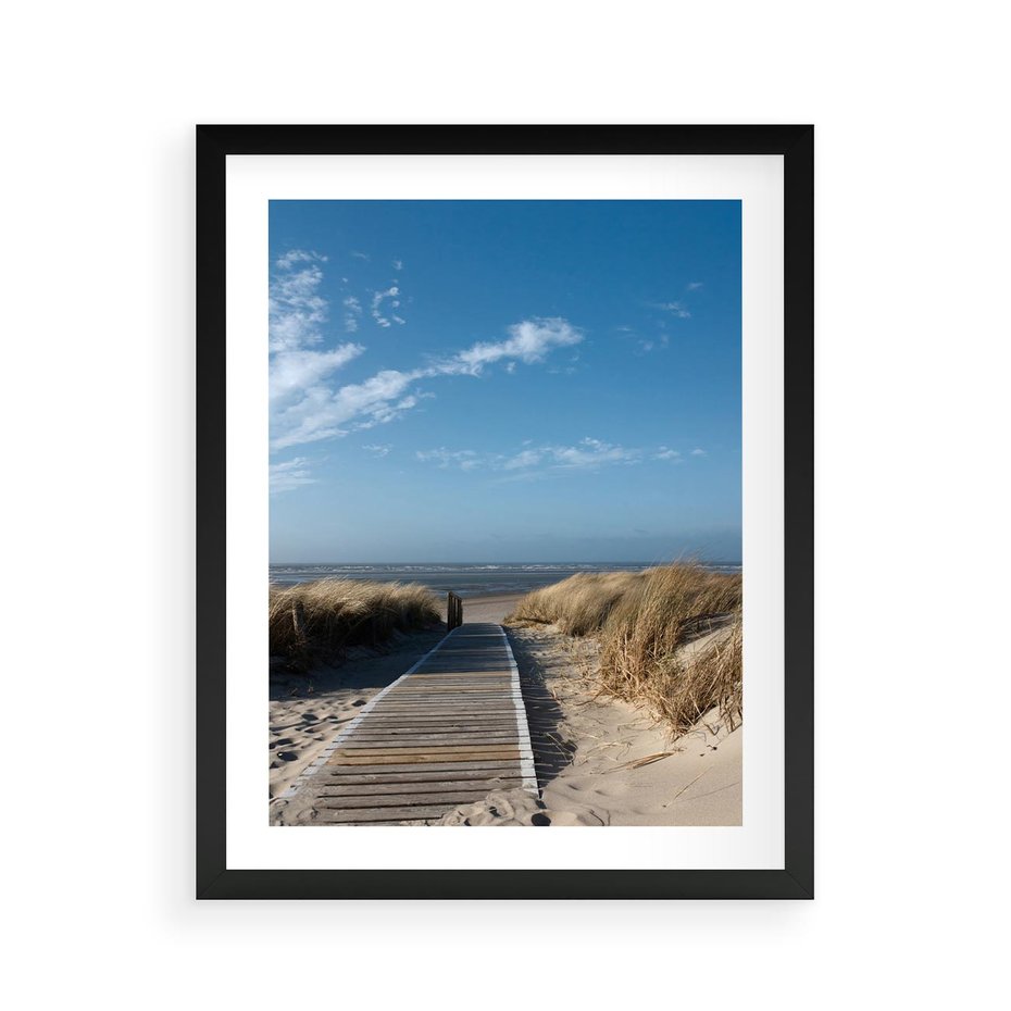 Plakat w ramie 40x50 - Boho na Plaży - plaża, pomost - rama czarna