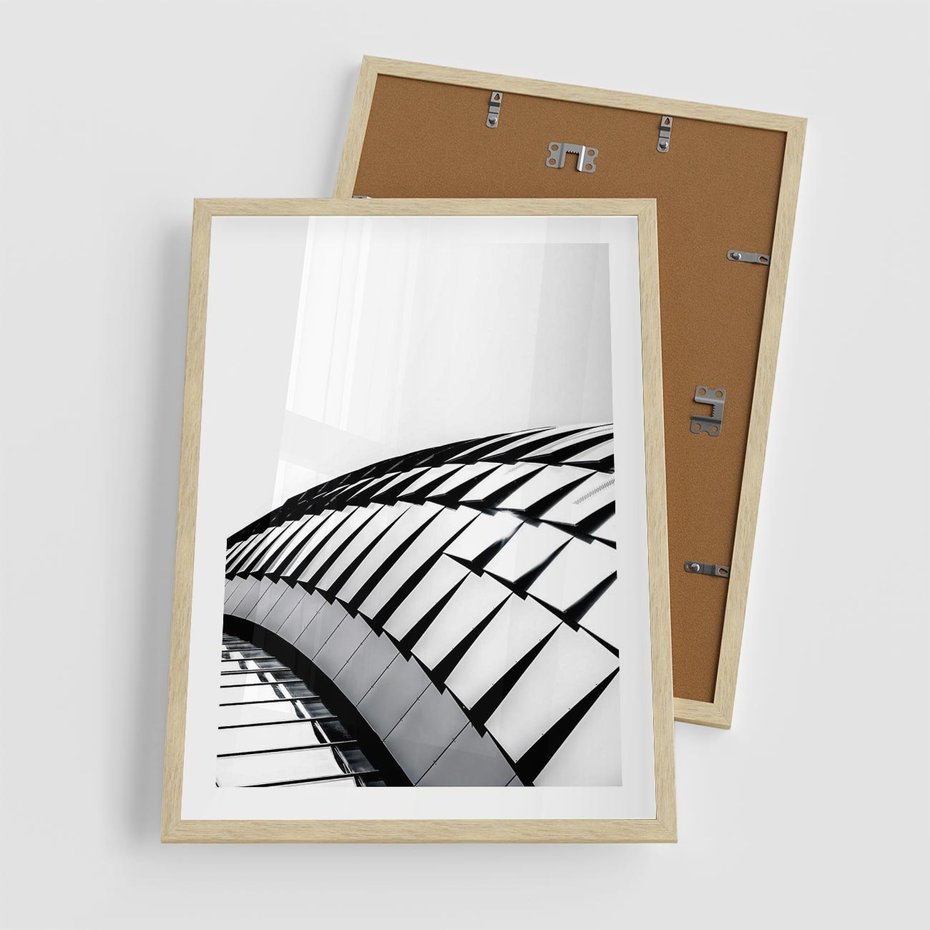 Plakat w ramie 50x70 - Dynamiczne Kształty - architektura, obłe kształty - rama drewno