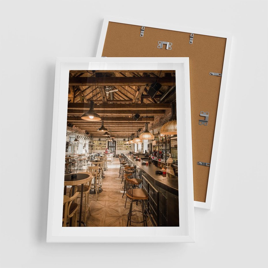 Plakat w ramie 50x70 - Smak i styl - restauracja, architektura - rama biała