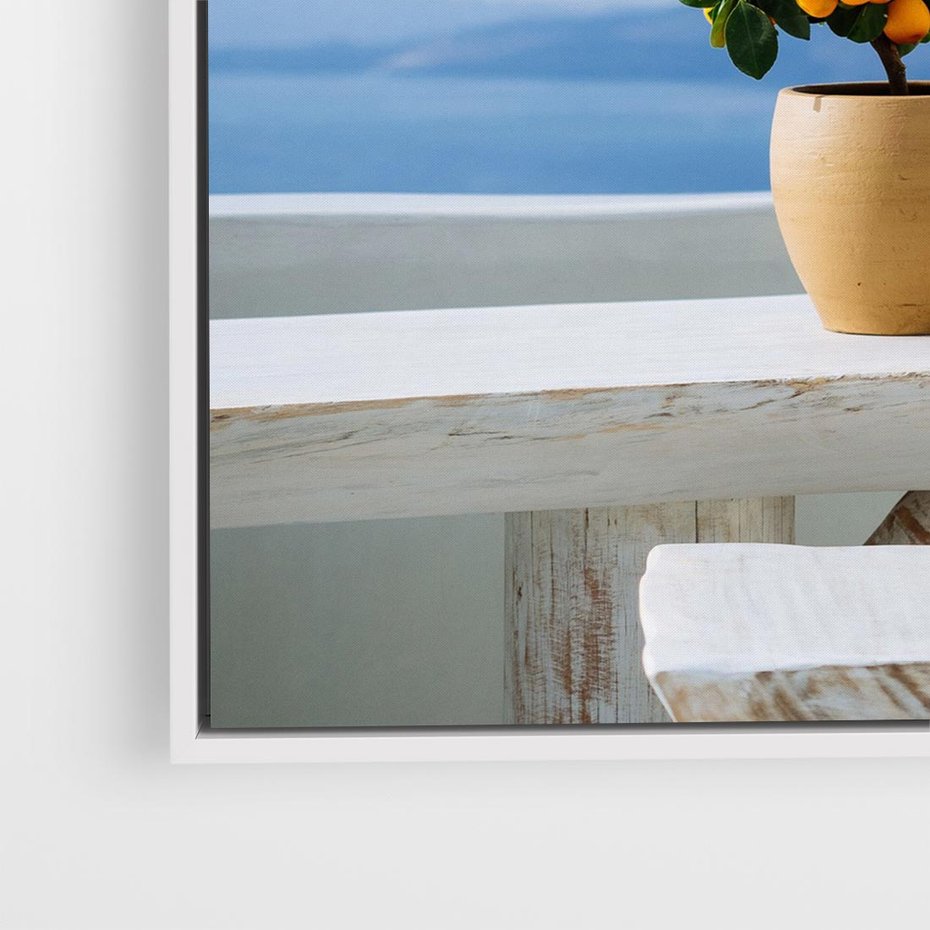 Obraz w ramie 50x50 - Uroki Santorini - Santorini, Grecja - rama biała