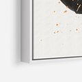 Obraz w ramie 70x100 - Wibracje Kolorów - abstrakcyjna czarna plama, rozsiane pomarańczowe kropki - rama biała