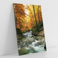 Obraz na płótnie 80x120 - Urok lasu: drzewa i strumyk w harmonii - las, drzewa