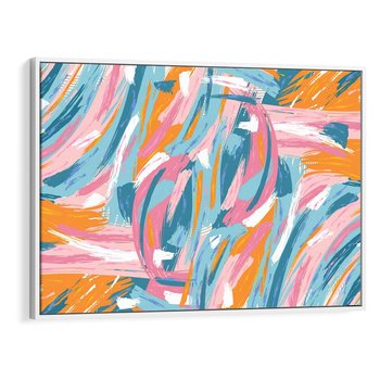 Obraz w ramie 100x70 - Refleksje w krainie abstrakcji - abstrakcja, energiczne pociągnięcia pędzla - rama biała