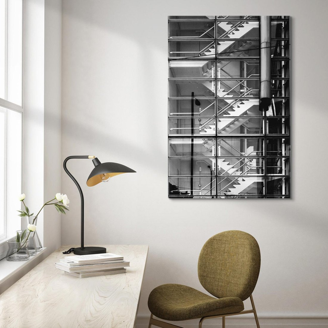 Obraz na płótnie 70x100 - Schody do architektonicznej przestrzeni - schody, architektura