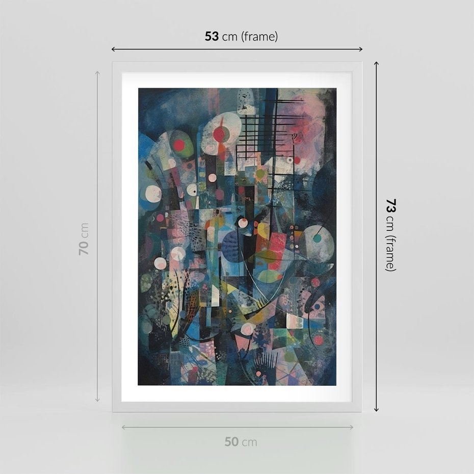 Plakat w ramie 50x70 - Rozbijając Granice Kreatywności - abstrakcyjny obraz, sztuka abstrakcji - rama biała