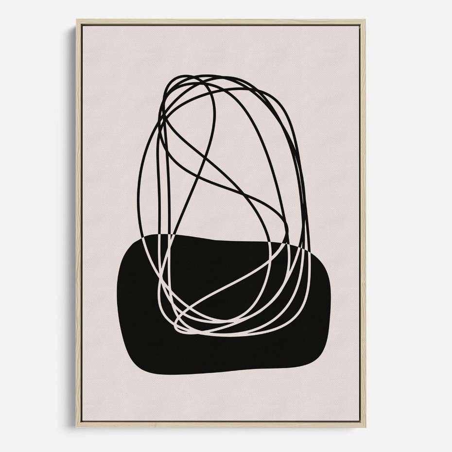 Obraz w ramie 80x120 - Linie Eksploracji - abstrakcyjne szkicowane linie, minimalizm - rama drewno