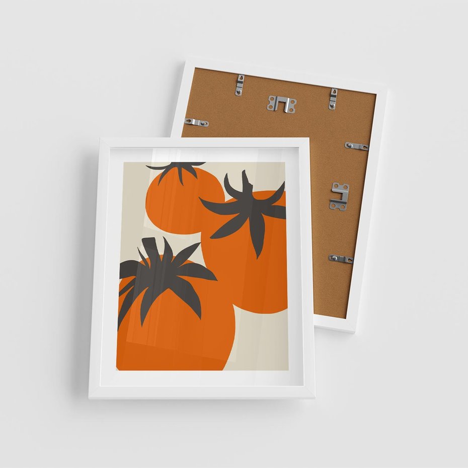 Plakat w ramie 40x50 - Jadalne Kształty - nowoczesny plakat do kuchni, pomidory - rama biała