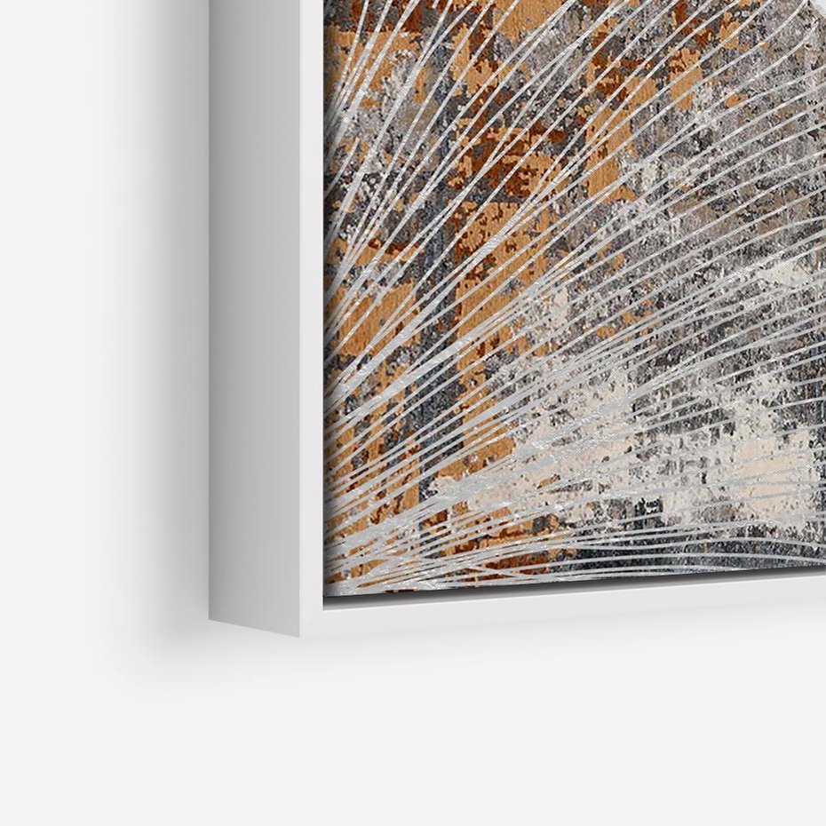 Obraz w ramie 80x80 - Złote liście melancholii - liście miłorzębu, tekstura - rama biała