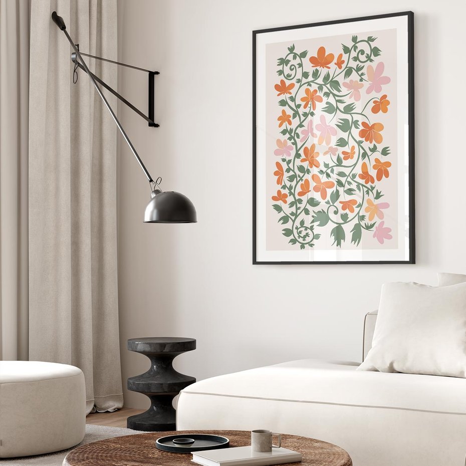 Plakat w ramie 30x40 - Kwiatowa Refleksja - kwiaty polne, plakat - rama czarna