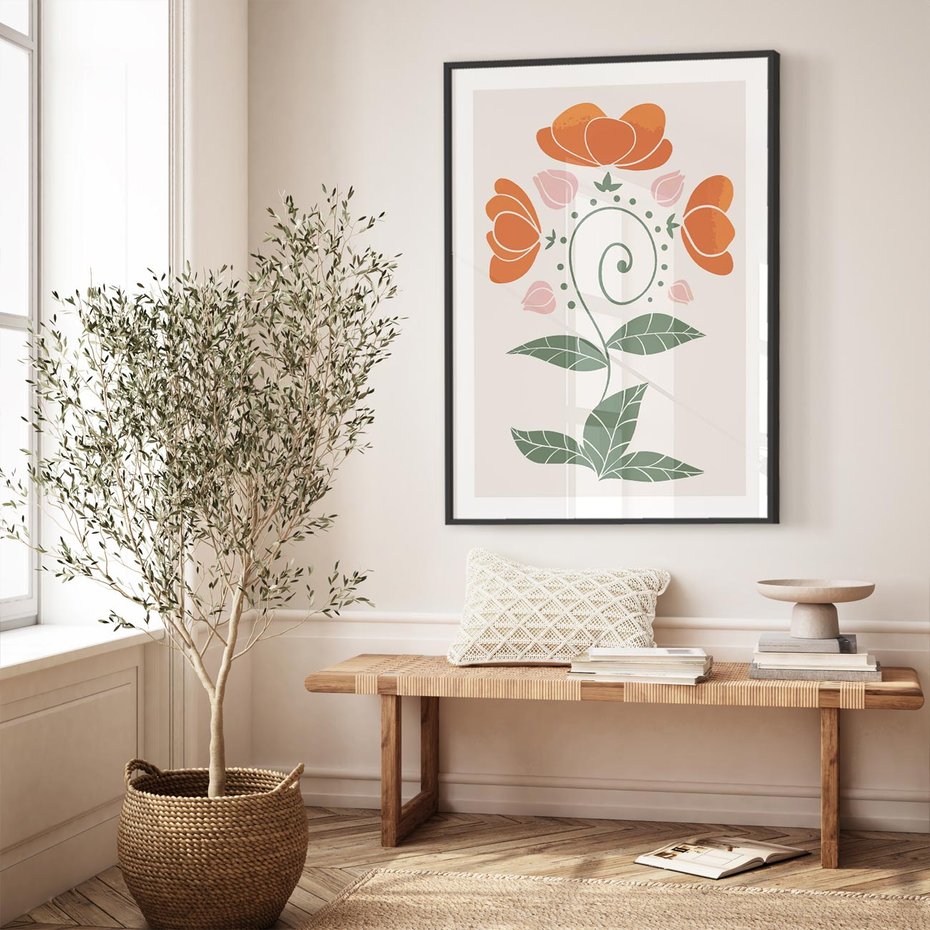 Plakat bez ramy 40x50 - Migocące Kształty Kwiatów - kwiaty polne, plakat