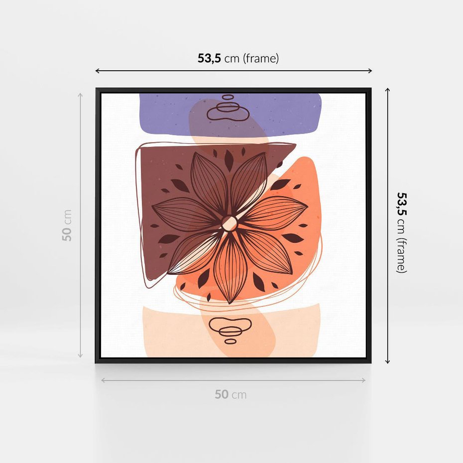Obraz w ramie 50x50 - Kwiatowa Oaza - abstrakcyjna sztuka, plamy - rama czarna
