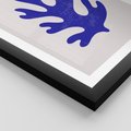 Plakat w ramie 30x40 - Przenikająca Struktura - boho plakat, niebieski liść w intensywnym kolorze - rama czarna