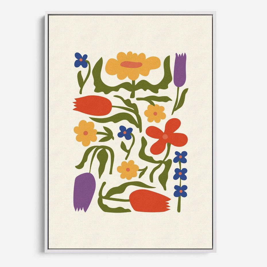 Obraz w ramie 80x120 - Minimalistyczna Harmonia - kwiaty, sztuka nowoczesna - rama biała