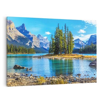 Obraz na płótnie 100x70 - spotkanie natury - góry, jezioro