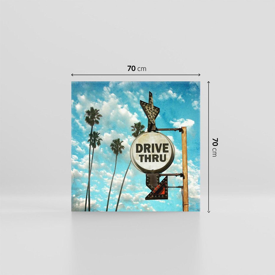 Obraz na płótnie 70x70 - Znaki Palm: Relaksująca Oaza - znak, palmy