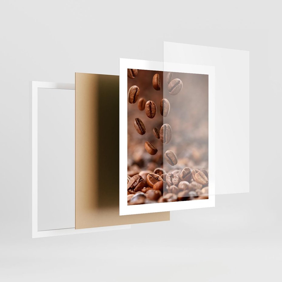 Plakat w ramie 40x50 - Kawiarniana atmosfera kawy - kawa, kawiarnia - rama biała
