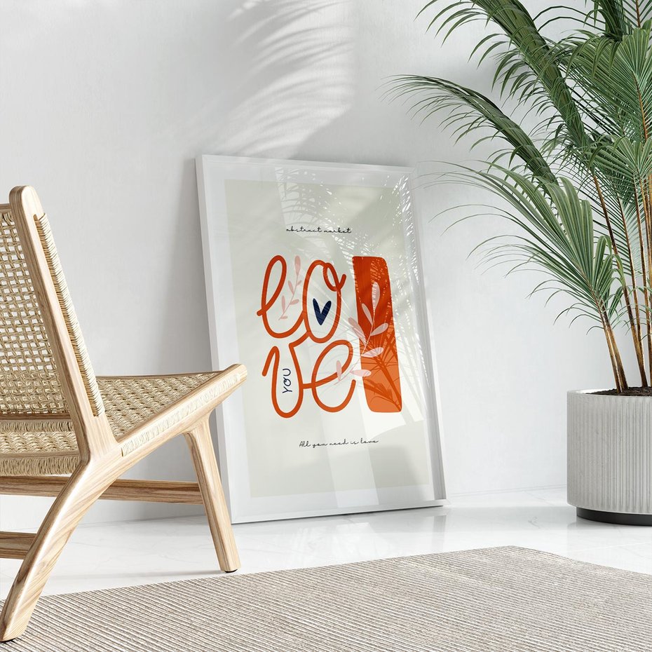 Plakat w ramie 50x70 - Pastelowa Siła Miłości - miłość, love - rama biała
