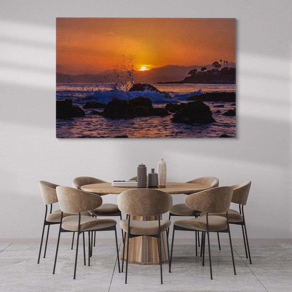 Obraz na płótnie 100x70 - Morze, fale i skały - morze, fale