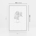 Obraz w ramie 80x120 - Tajemnicza Harmonia - sztuka one line, monstera - rama biała