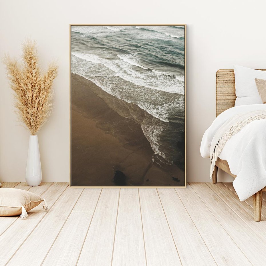 Obraz w ramie 80x120 - Spokój nad plażą - plaża, morze - rama drewno