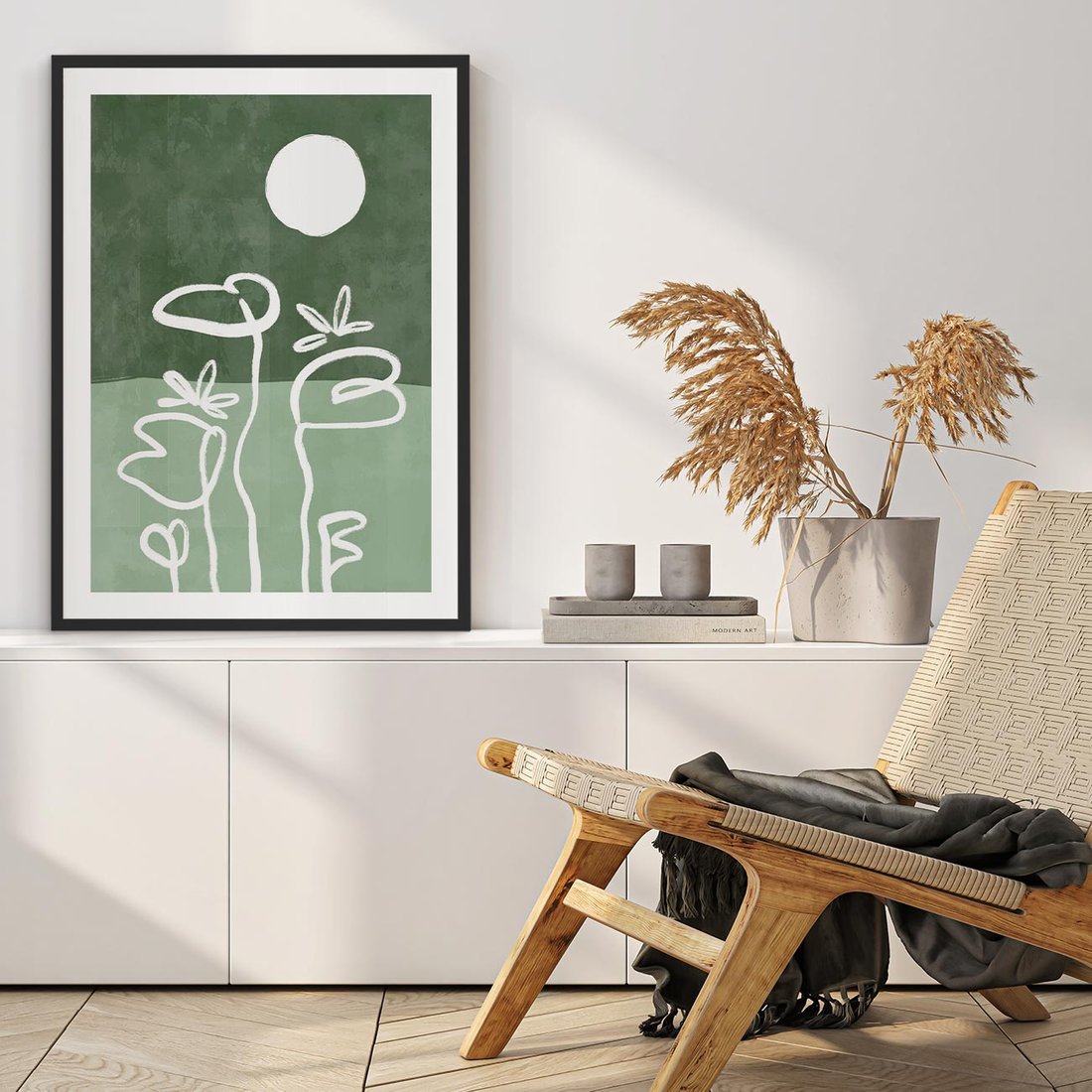 Plakat w ramie 50x70 - Wibracje Naturalnej Równowagi - zielony plakat, roślinne inspiracje - rama czarna