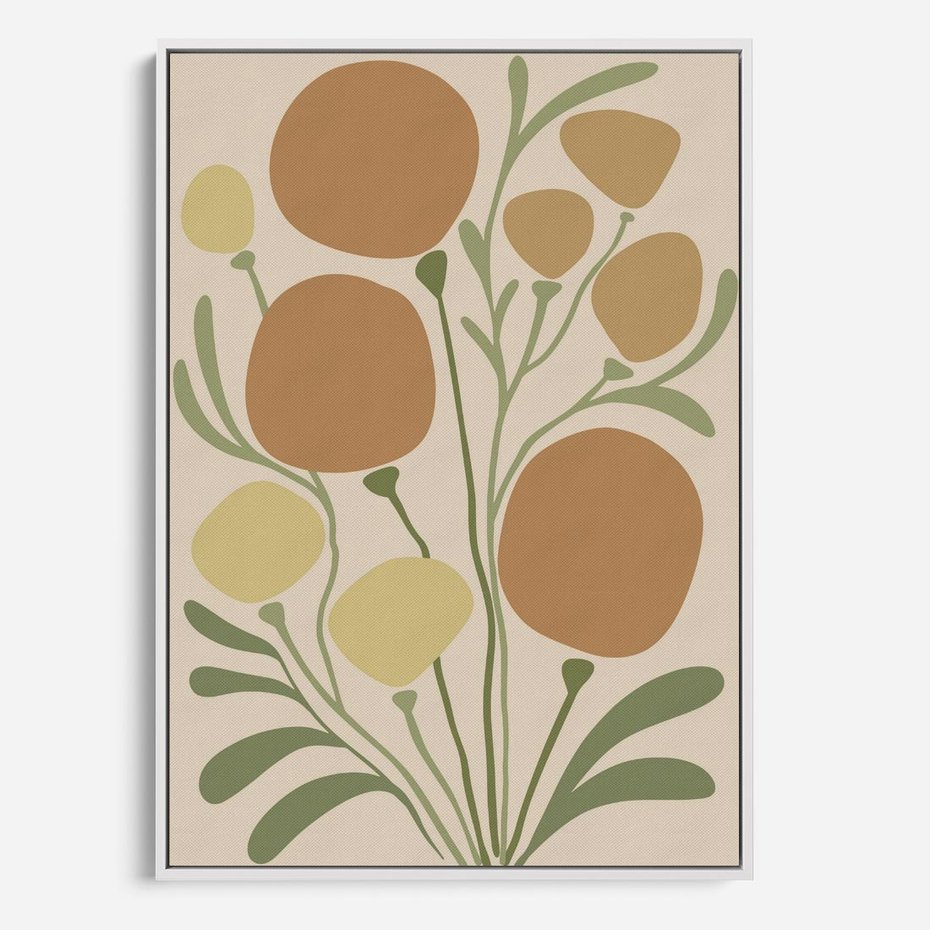 Obraz w ramie 50x70 - Uspokojenie Wśród Roślin - nowoczesny plakat, roślinność - rama biała