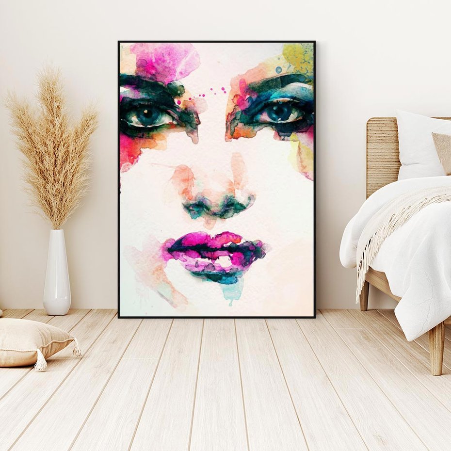 Obraz w ramie 70x100 - Kobieta Abstrakcja Twarz - kobieta, abstrakcja - rama czarna