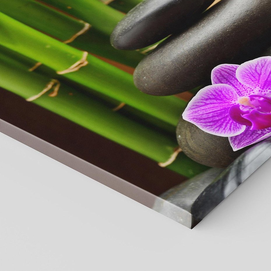 Obraz na płótnie 150x50 - Spokojny zakątek SPA z bambusem i kamieniami - bambus, kamienie