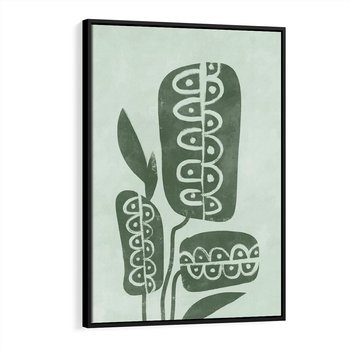 Obraz w ramie 70x100 - Nurtująca Zieleń - abstrakcyjny zielony motyw, skandynawski design - rama czarna
