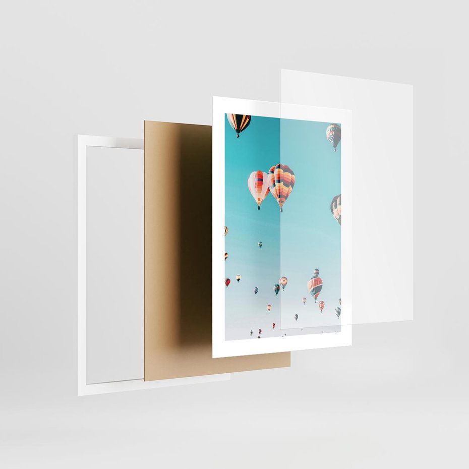 Plakat w ramie 30x40 - Balonowa Ekscytacja - balony latają w powietrzu, wyścigi balonów - rama biała