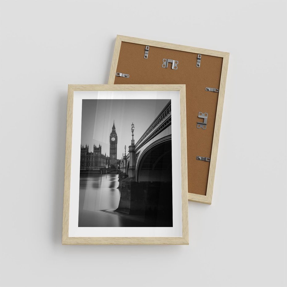 Plakat w ramie 30x40 - Majestatyczny Big Ben w Londynie - Londyn, most - rama drewno