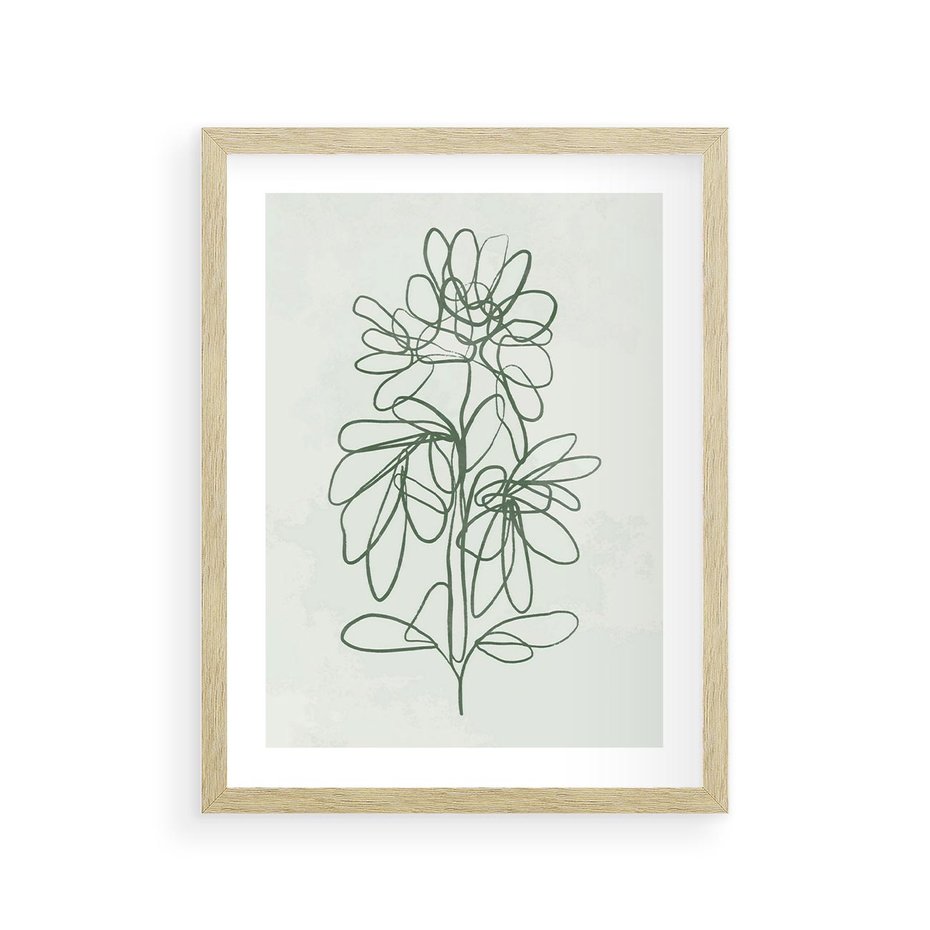 Plakat w ramie 30x40 - Spokojne Poddanie Naturze - zielony plakat, roślinne inspiracje - rama drewno