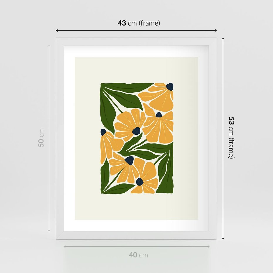 Plakat w ramie 40x50 - Abstrakcyjne Echa - kwiaty, rośliny - rama biała